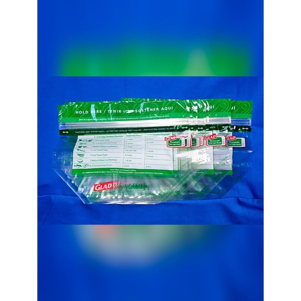 (8) GLAD Simply Cooking Microwave Vegetable Steaming Bags NEW Discontinued NOS